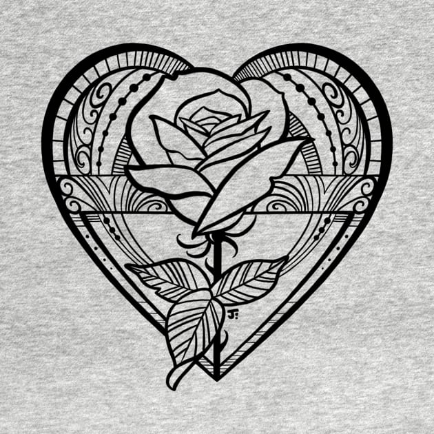 Tattoo style rose and heart by Jhooray